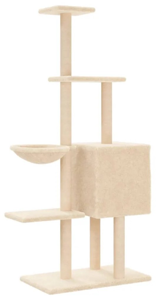 Árvore para gatos c/ postes arranhadores sisal 145 cm cor creme