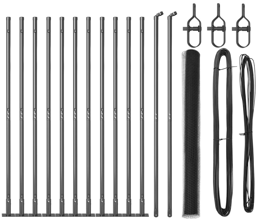 Conjunto de Cercas Conjunto de 2 Cinza Metal 25 x 1.5 m Durável