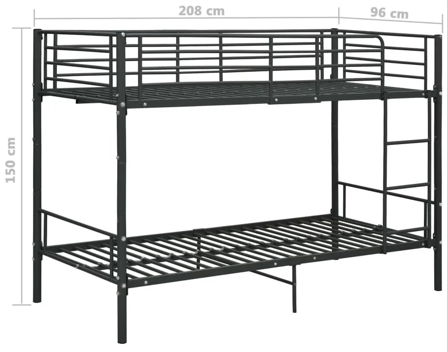 Beliche 90x200 cm metal preto