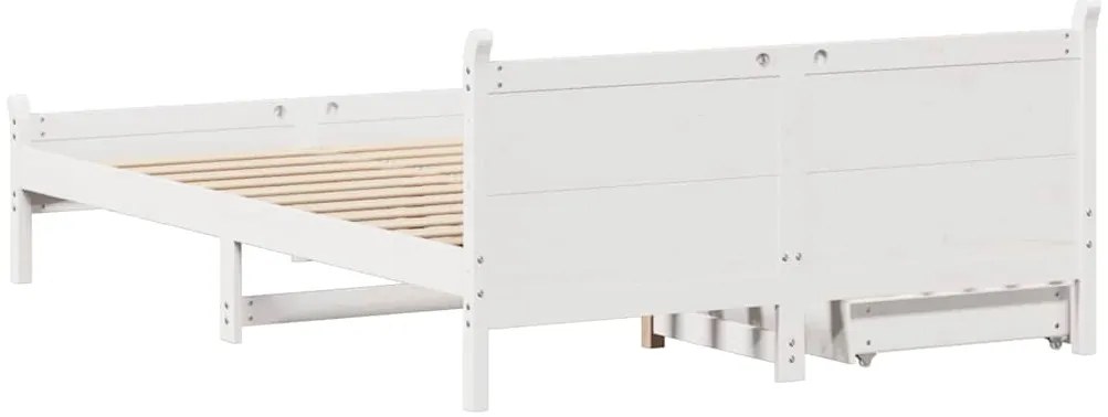 Cama sem colchão 140x200 cm madeira de pinho maciça branco