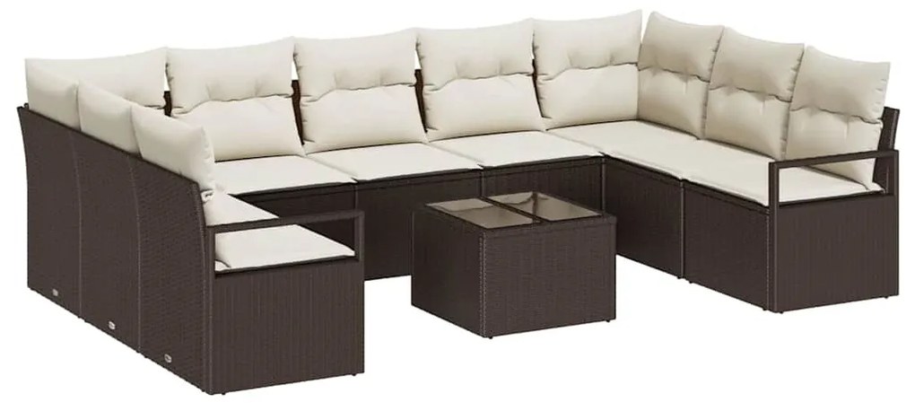 Conjunto de Sofá para Jardim com 9 Peças e Almofadas em Rattan Sintéti