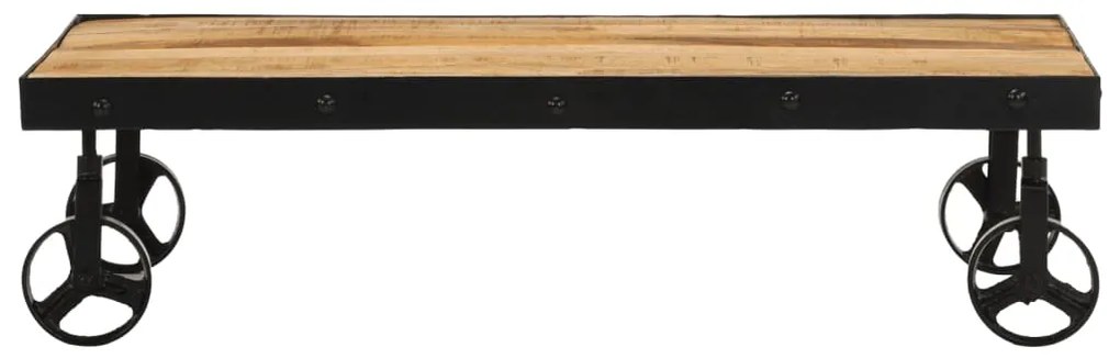 Mesa de centro c/ rodas madeira mangueira maciça 100x55x26 cm
