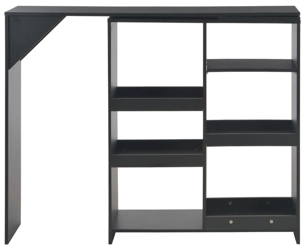 Mesa de bar com prateleira movível preto 138x39x110 cm
