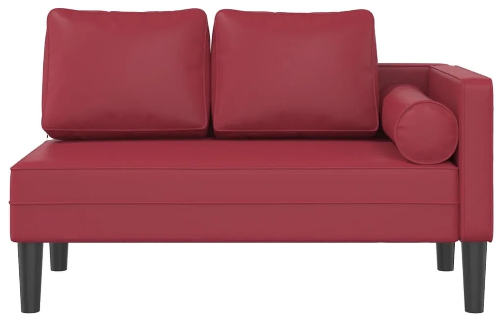 Chaise longue com almofadões couro artificial vermelho tinto