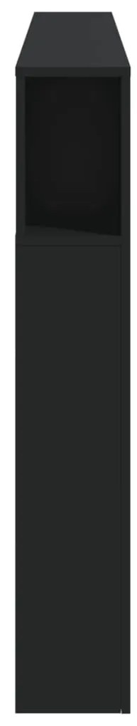 Cabeceira c/ LEDs 200x18,5x103,5 cm derivados de madeira preto