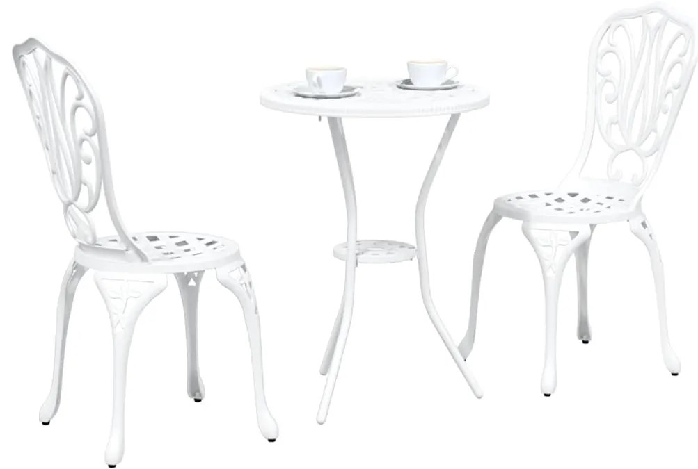 Conjunto de Bistrô de Jardim 3 Peças vidaXL Alumínio Fundido Branco
