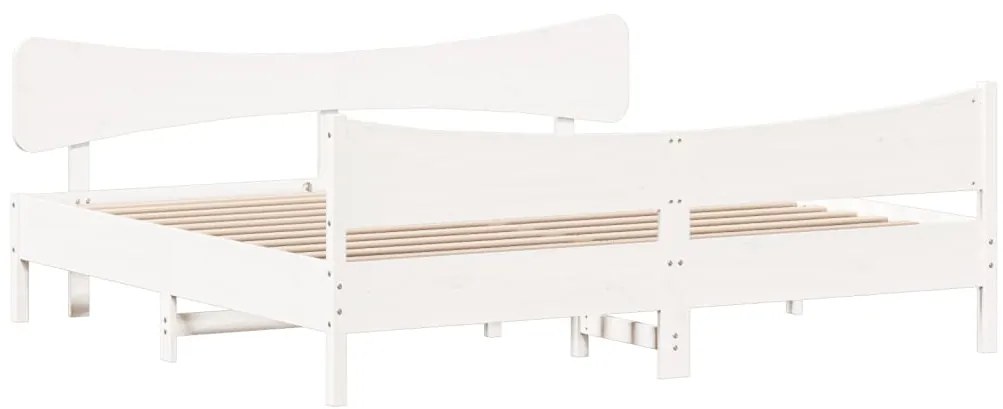 Cama sem colchão 200x200 cm madeira de pinho maciça branco