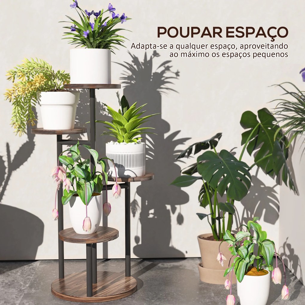 Suporte para Plantas de 5 Níveis Suporte para Plantas de Madeira e Aço