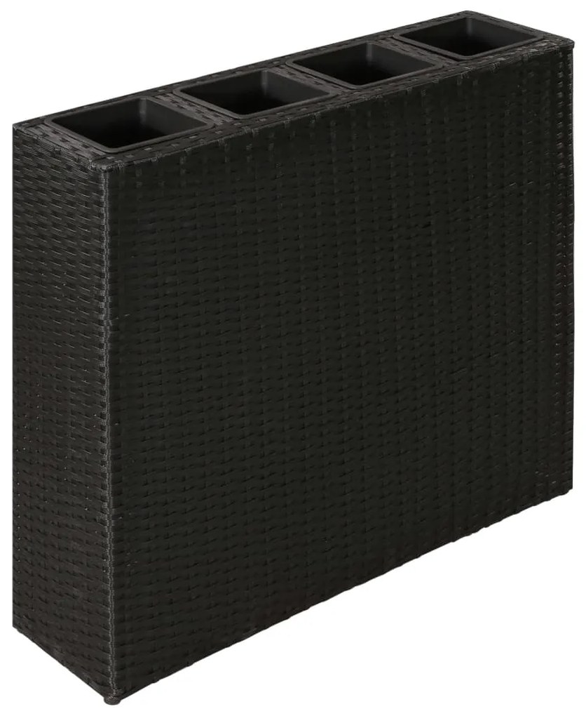 vidaXL Floreira com 4 vasos vime PE preto