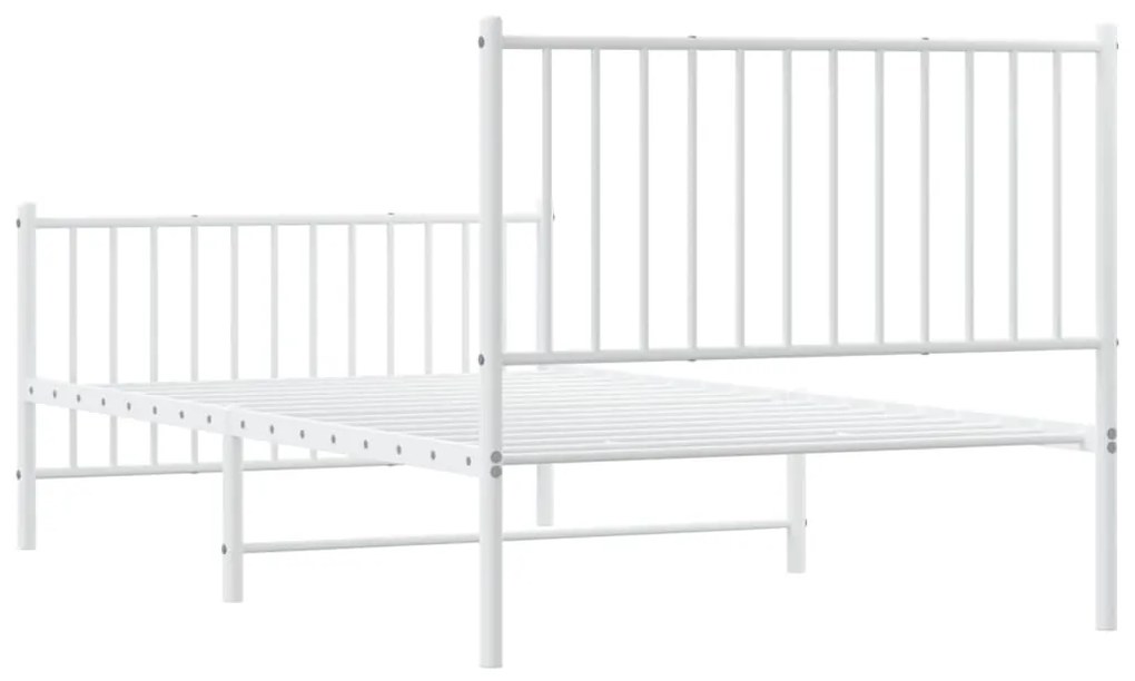 Estrutura de cama com cabeceira e pés 100x190 cm metal branco