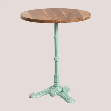 Mesa De Bar Redonda Em Madeira De Acácia Azteca Madeira De Acácia - Verde Ilha Paraíso & Ø60 Cm - Sklum