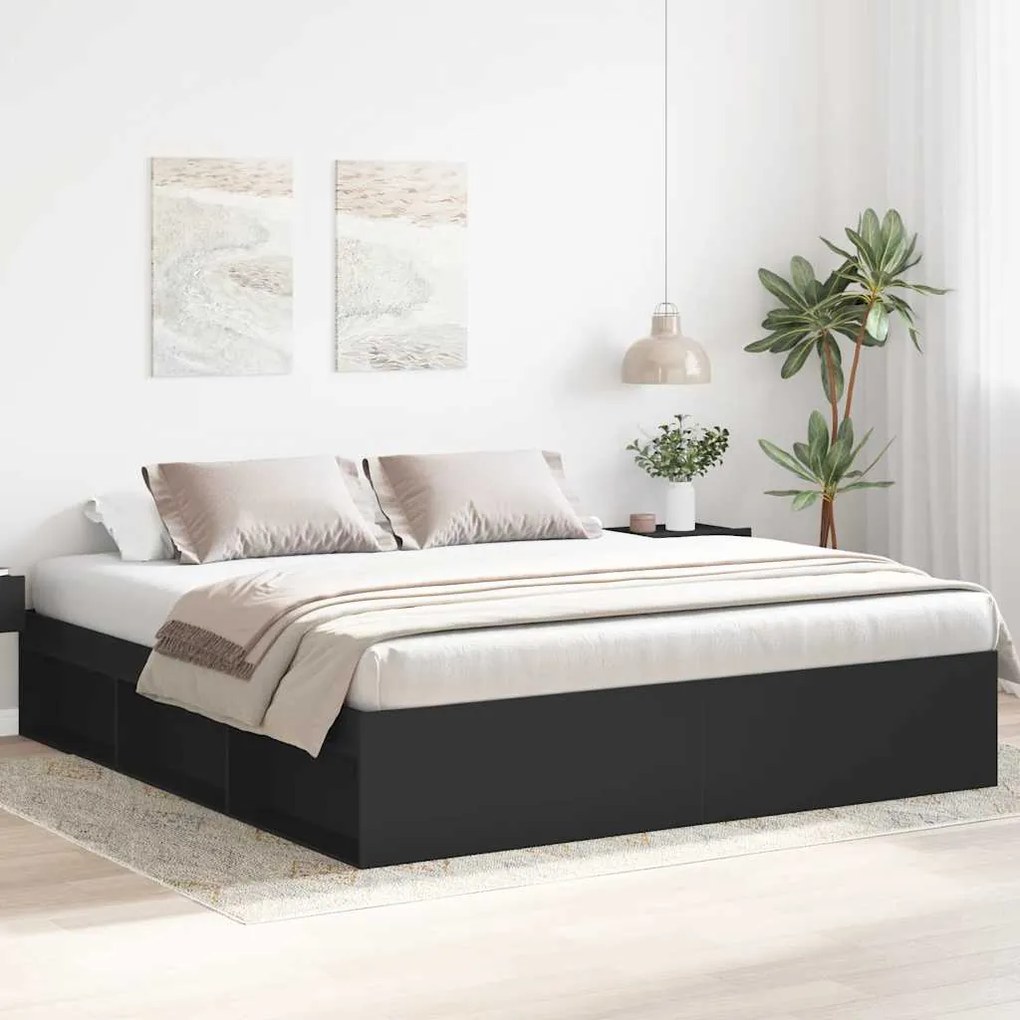 Estrutura de cama 200x200 cm preto