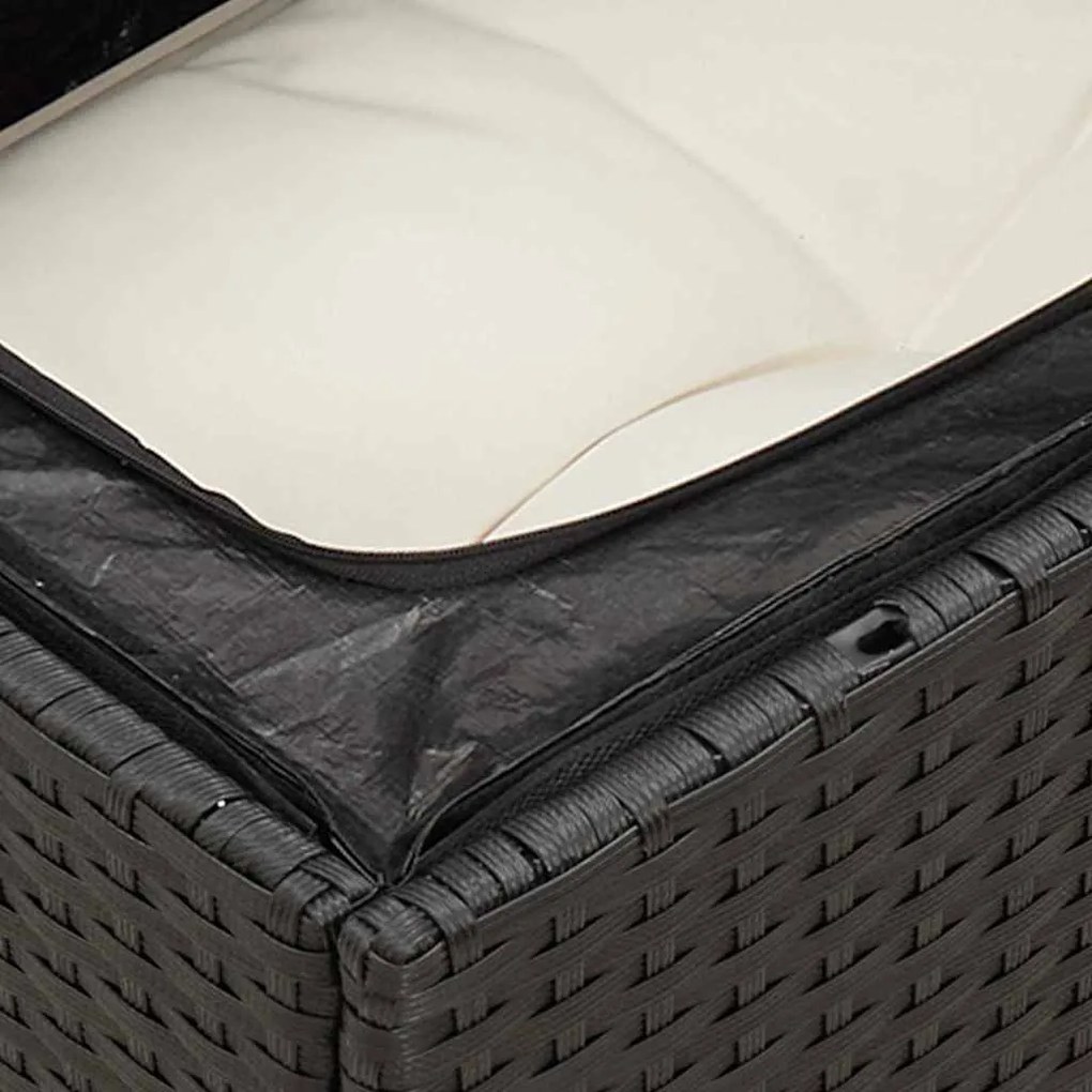 14 pcs conjunto de sofás p/ jardim c/ almofadões vime PE preto