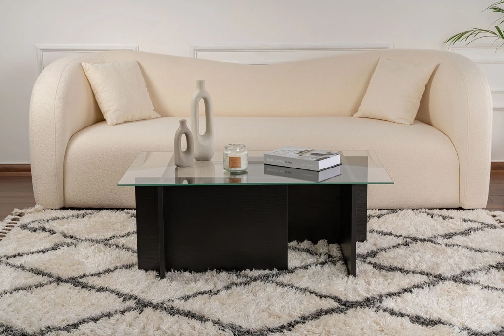 Mesa de Café Vetrino - Preto Madeira - 105x40x65cm