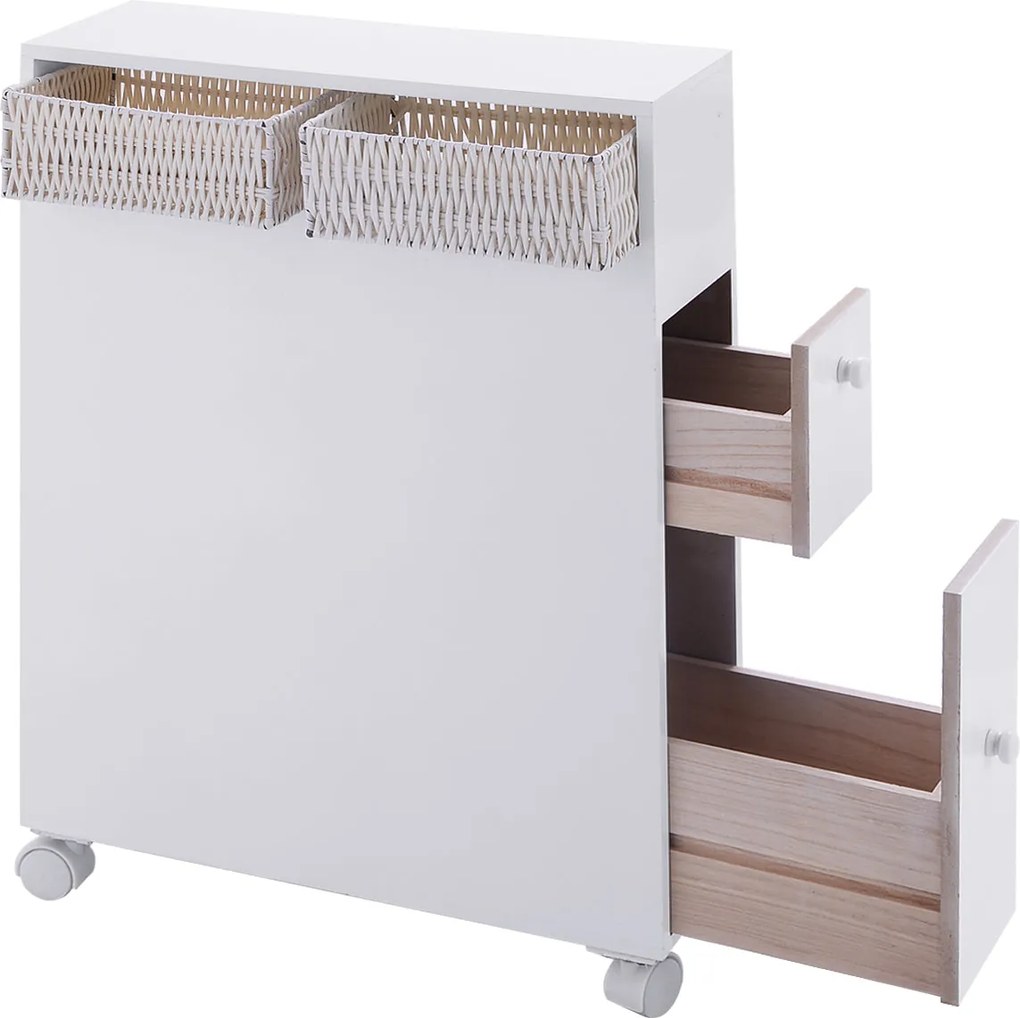 Armário Estreito para Casa de Banho 50x16x72,3 cm – Branco | Organizad