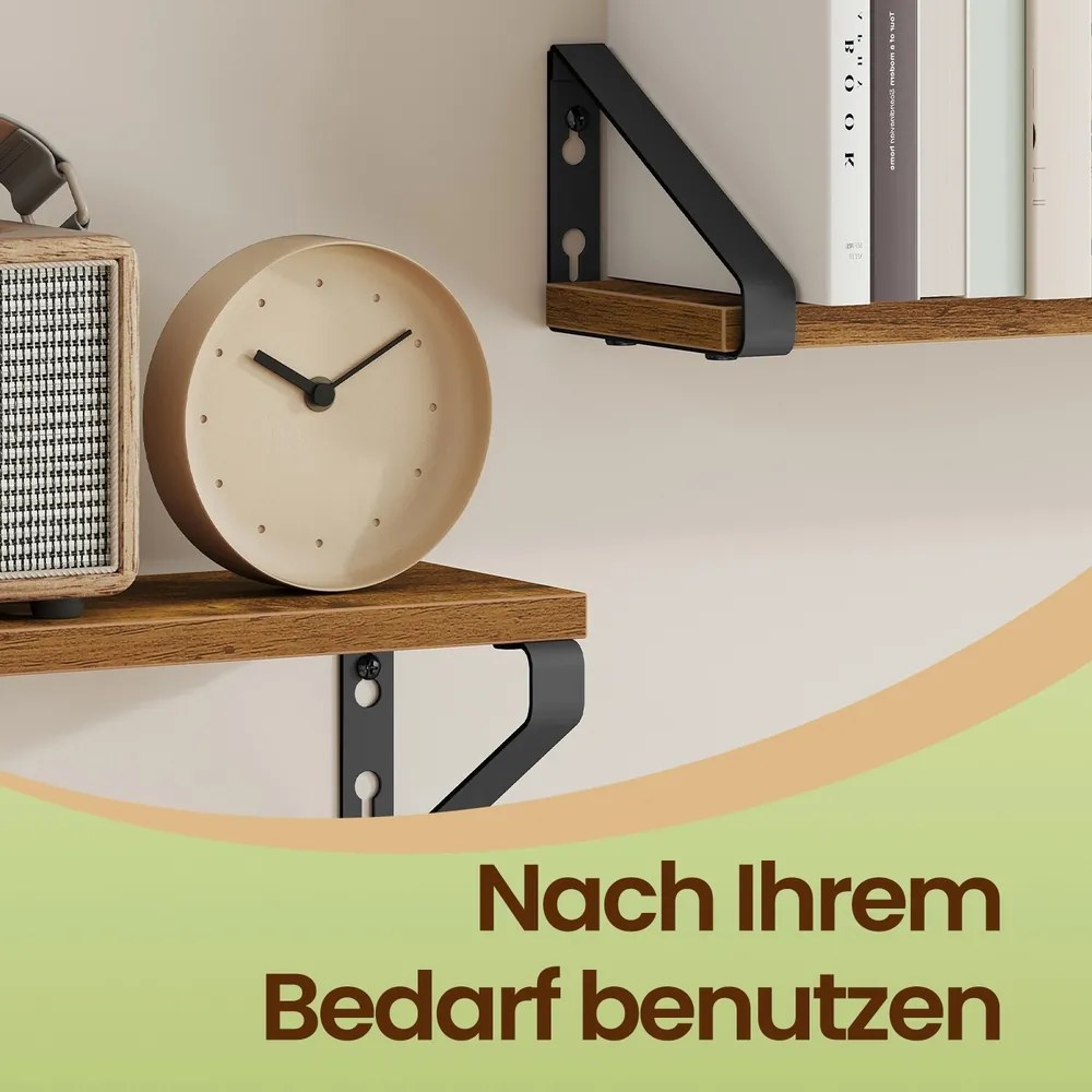 Conjunto de 2 prateleiras estante suspensa 12,7 x 40 x 11,2 cm castanho-preto