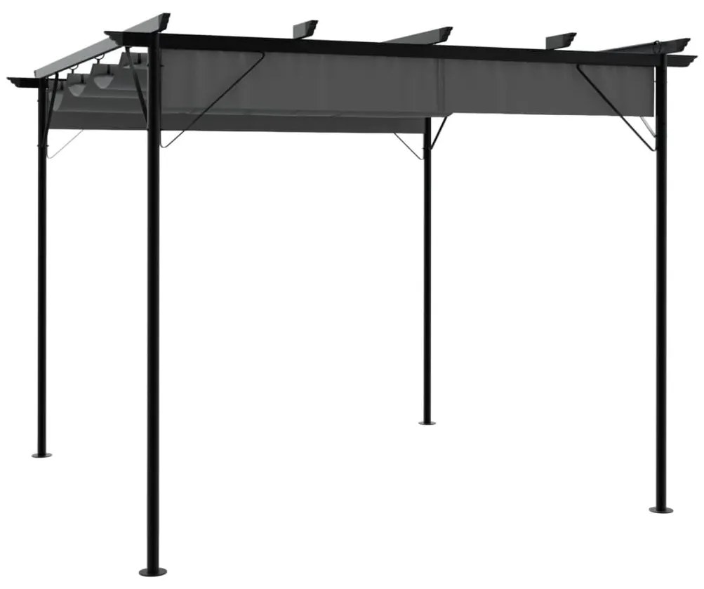 Pérgola com toldo retrátil 3x3 m 180 g/m² aço antracite