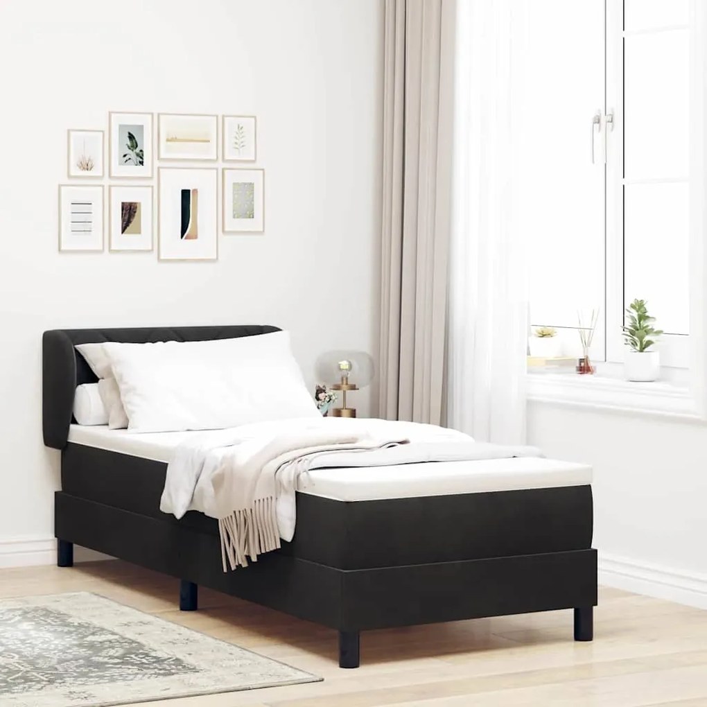 vidaXL Cama Box com colchão com cabeceira Preto 80 x 200 cm Veludo