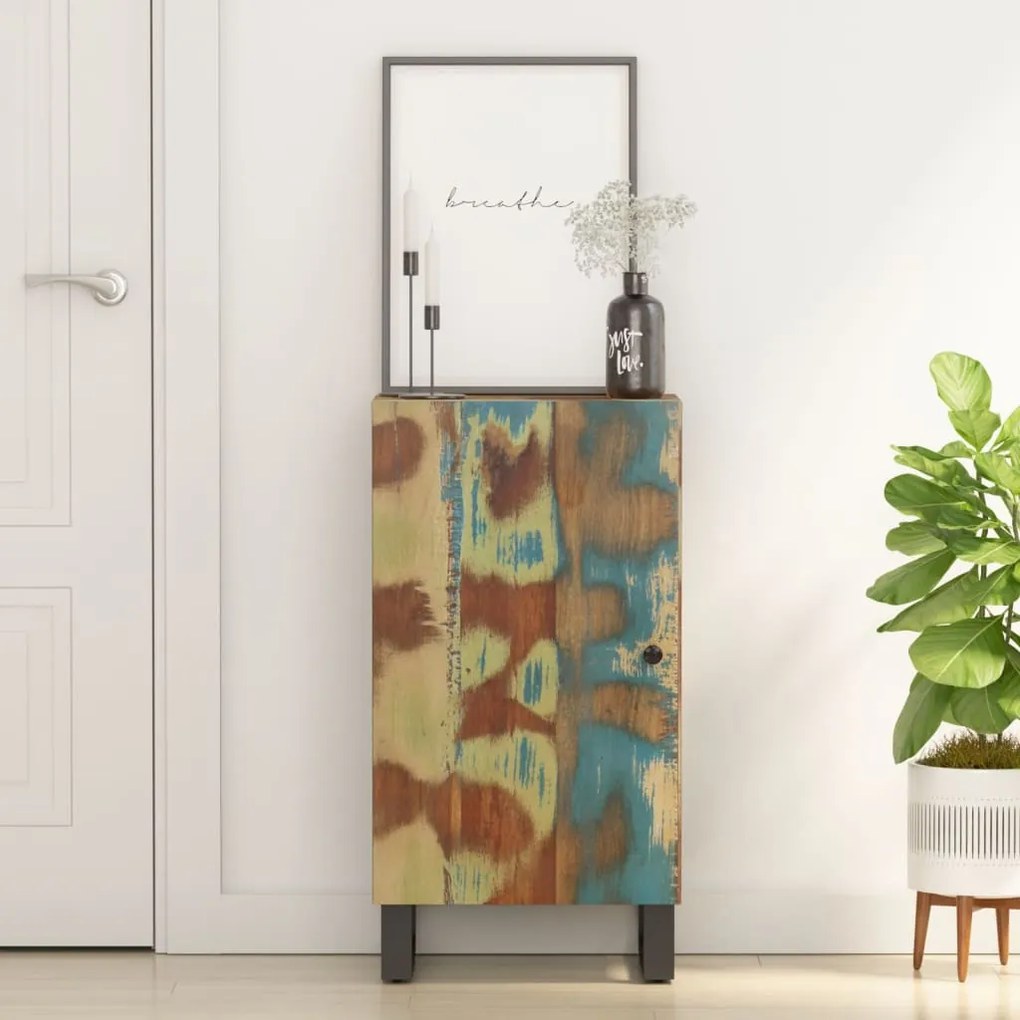 vidaXL Aparador com porta 40x31x75 cm madeira recuperada maciça