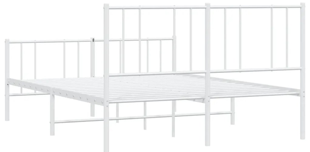 Estrutura de cama com cabeceira e pés 120x190 cm metal branco