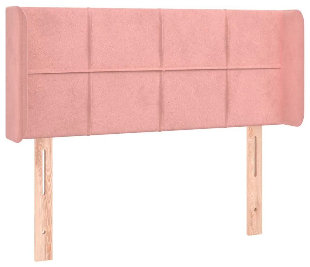 Cabeceira de cama c/ luzes LED veludo 103x16x78/88 cm rosa