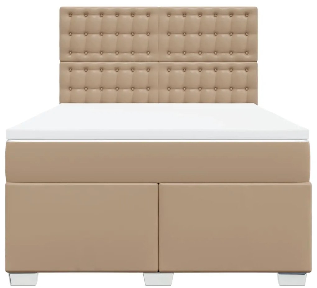 Cama com molas/colchão 140x200 cm couro artificial cappuccino