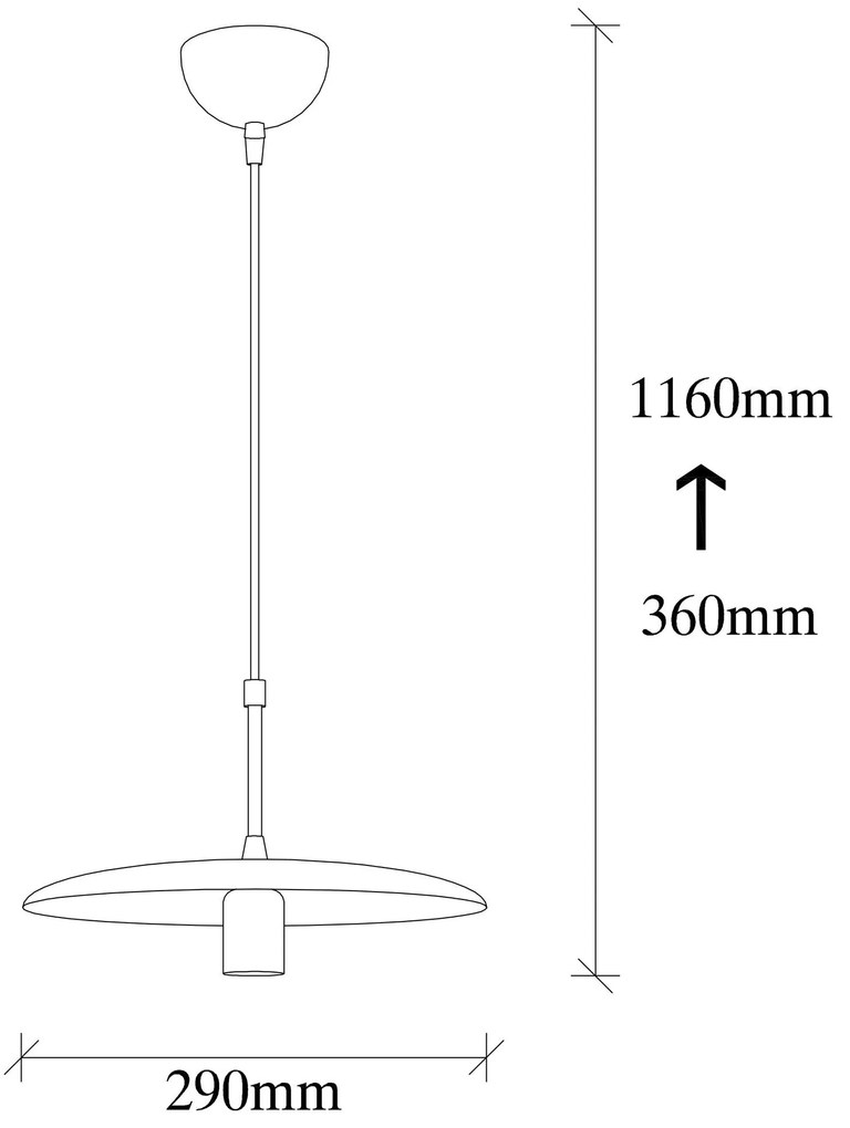 Candeeiro de Teto Torni – Preto e Madeira – Diâmetro 29 cm, Altura 116