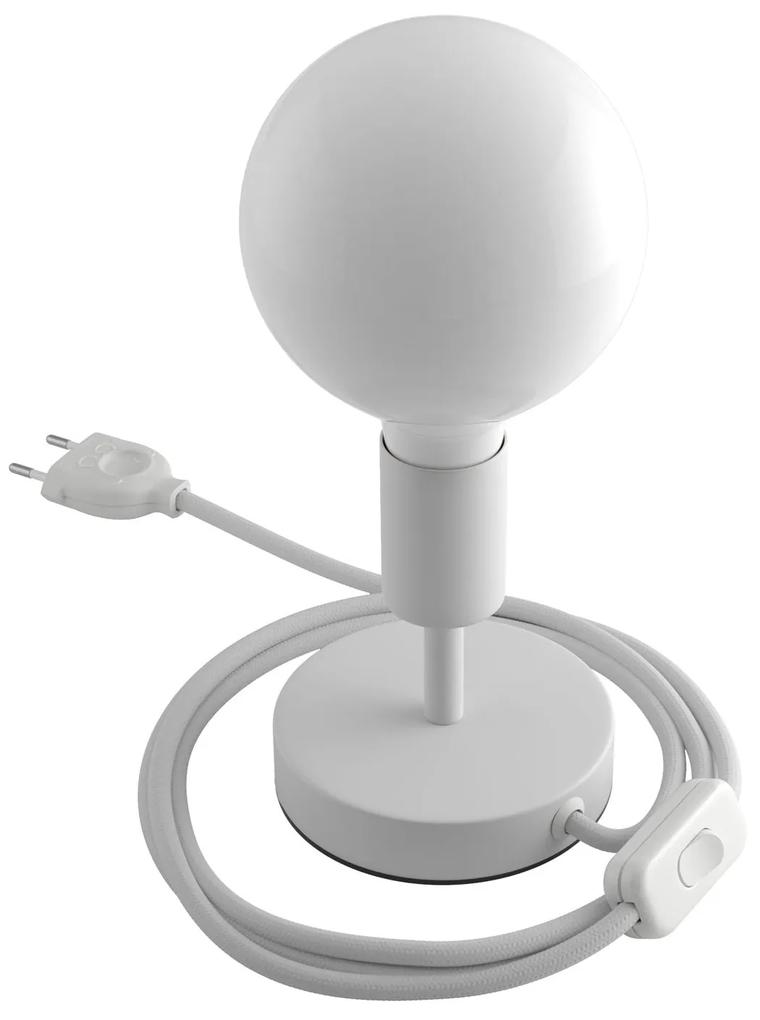 Alzaluce - metal table lamp with fabric cable, switch and 2 poles plug - 5 cm Matt White