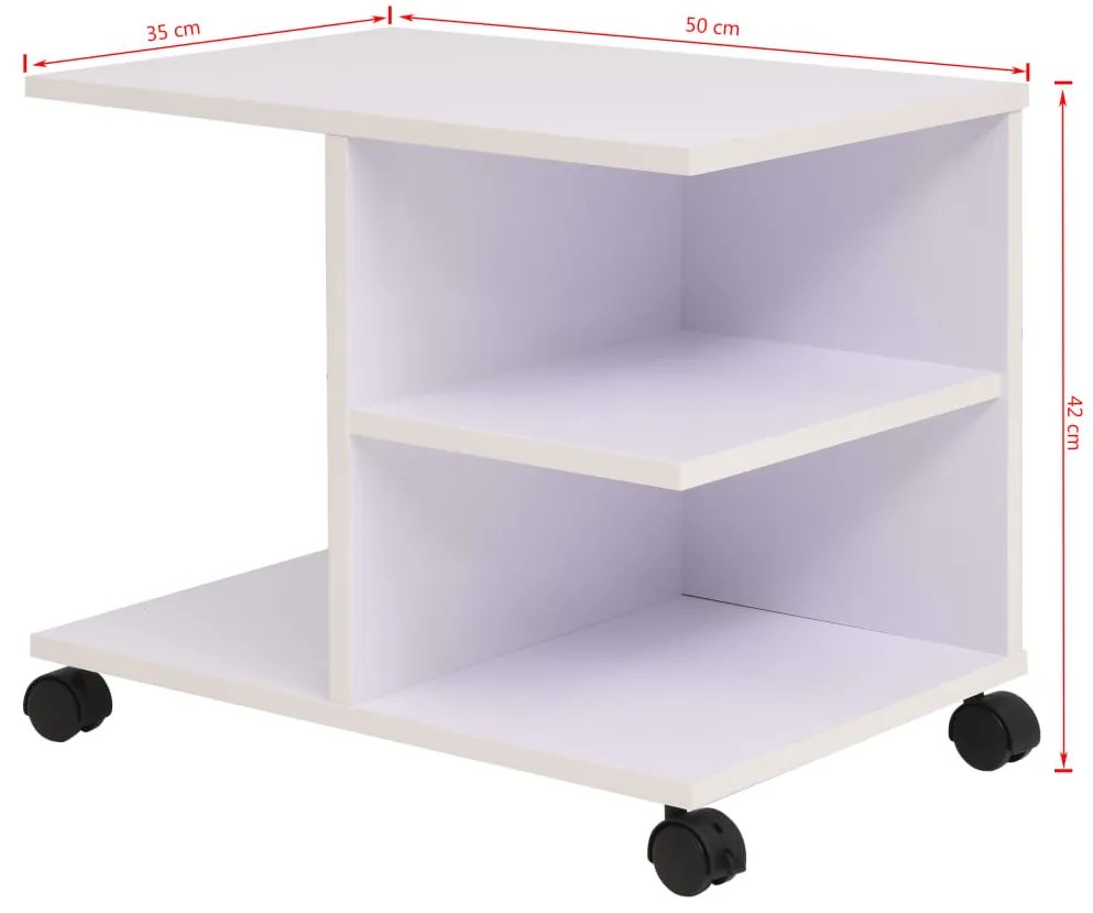 Estante com rodas 50x35x42 cm branco