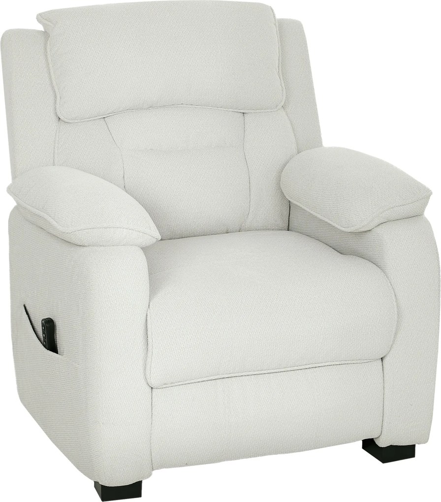 Poltrona relax elétrica, reclinável, com porta USB, apoio para os pés, bolsos laterais e comando à distância, 86x90x103 cm, cor creme
