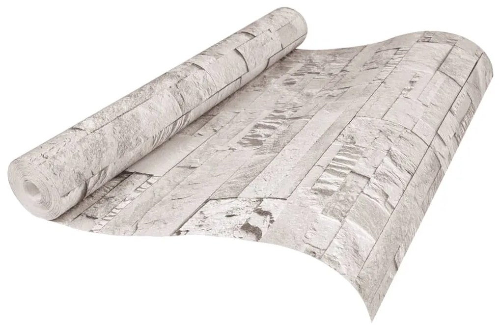 Papel parede 3D c/ aspeto de pedra 10x0,53 m não-tecido creme