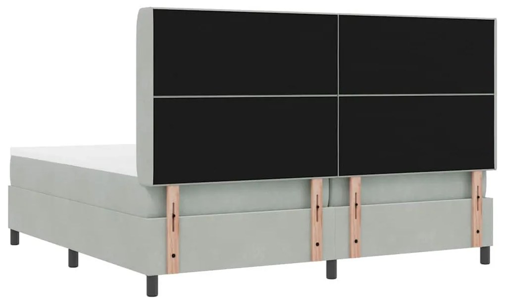 Cama Box com Colchão e Luz LED Cinza Claro 200x200 cm Veludo