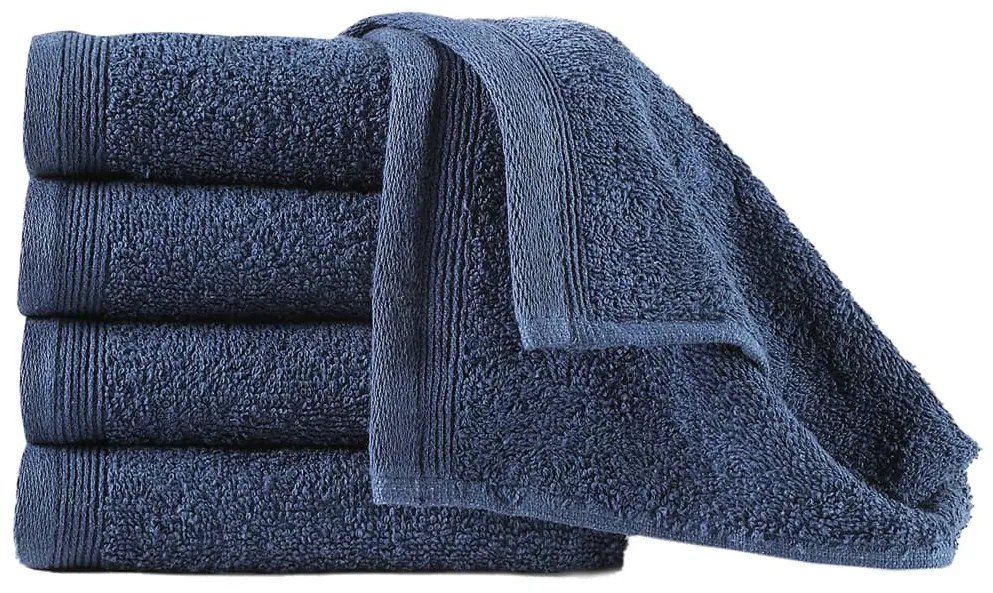 vidaXL Toalhas de hóspedes 10 pcs algodão 450 g 30x50 cm azul-marinho