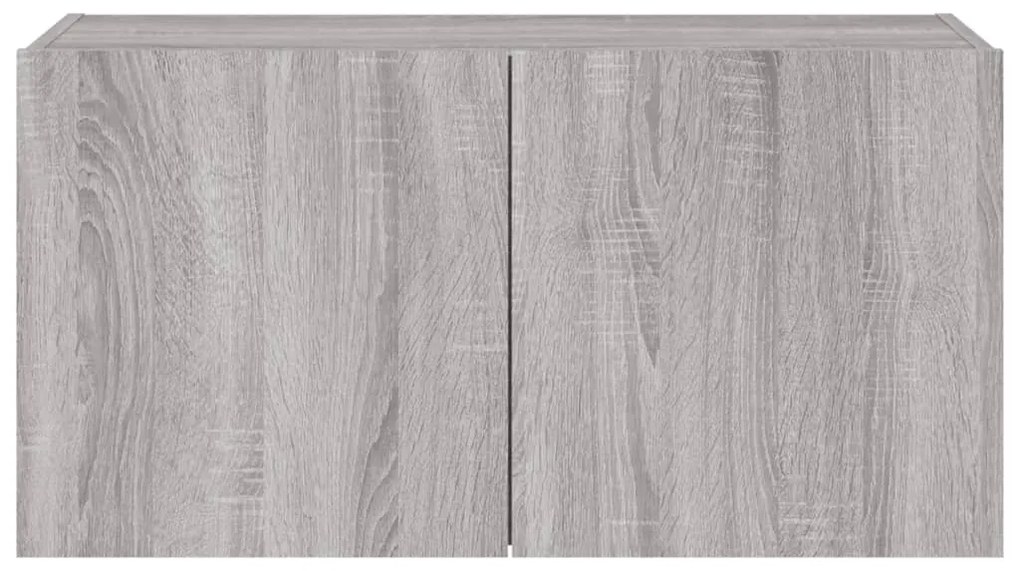 Móvel de parede p/ TV c/ luzes LED 80x35x41 cm cinzento sonoma