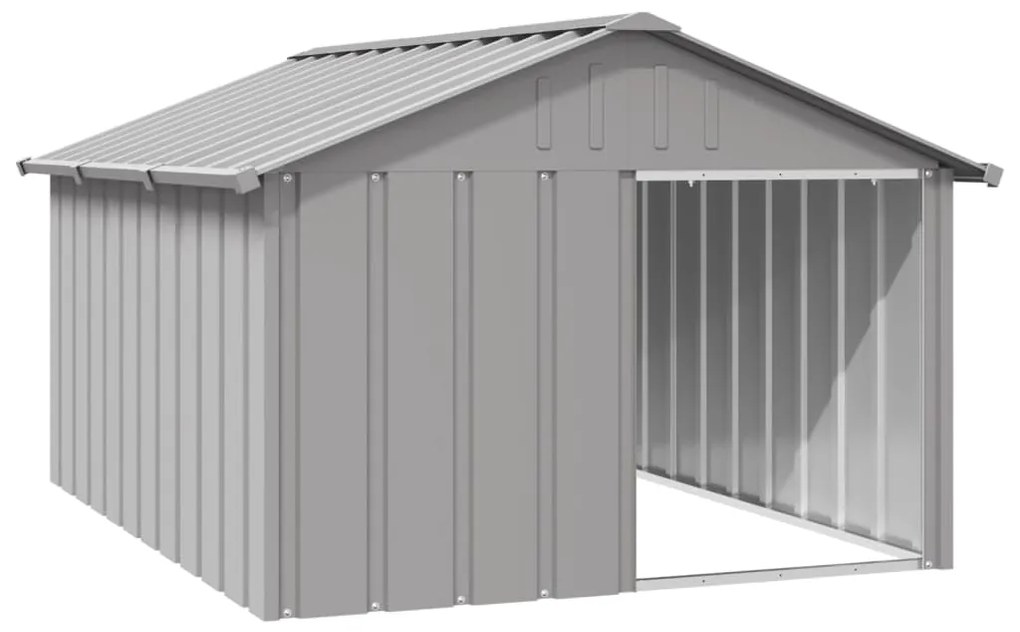 Casota para cães 116,5x153x81,5 cm aço galvanizado cinzento