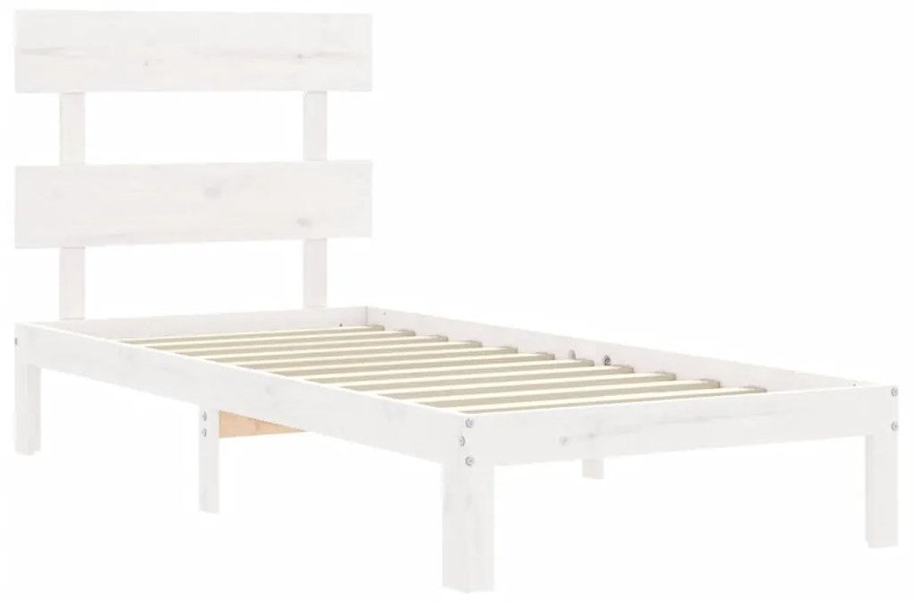 Estrutura de cama com cabeceira 100x200cm madeira maciça branco