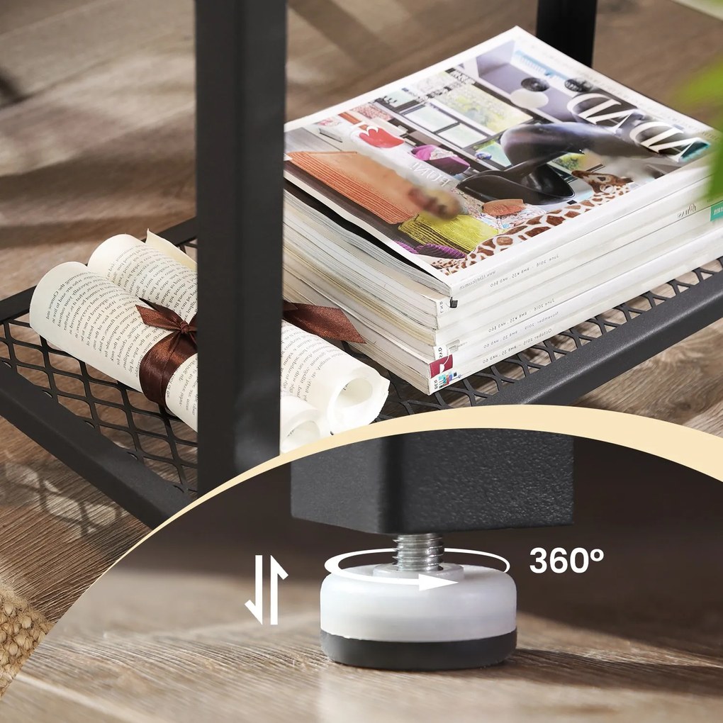 Mesita auxiliar de estilo industrial con estante 60 x 30 x 60 cm castanho-preto vintage