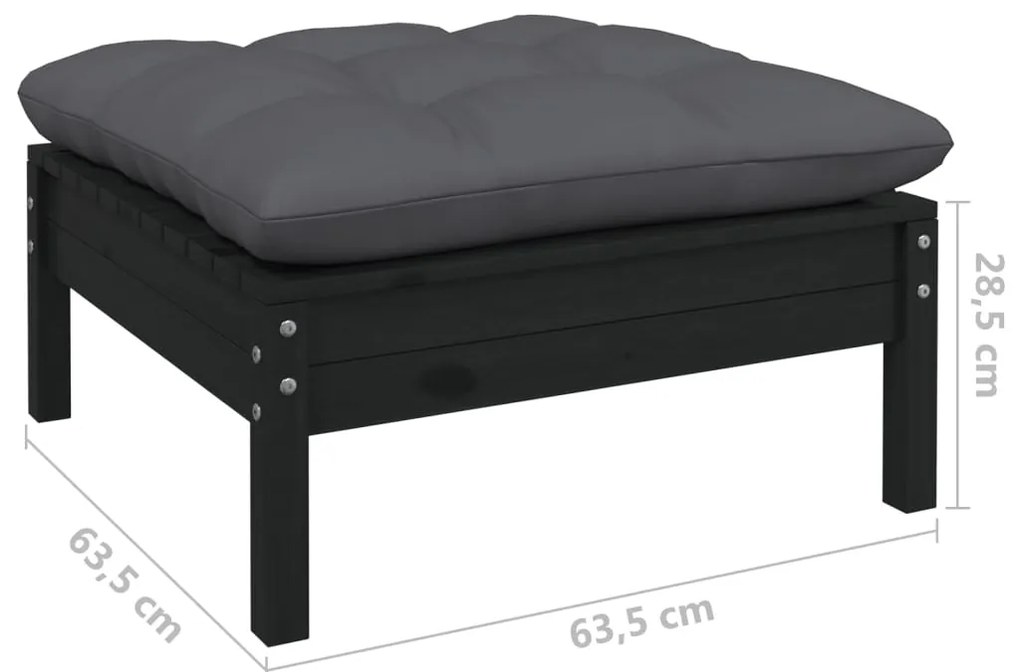 3 pcs conj. lounge de jardim com almofadões antracite pinho