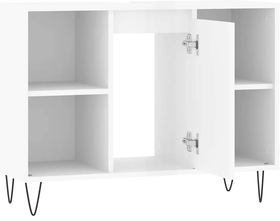 Armário WC 80x33x60 cm derivados de madeira branco brilhante