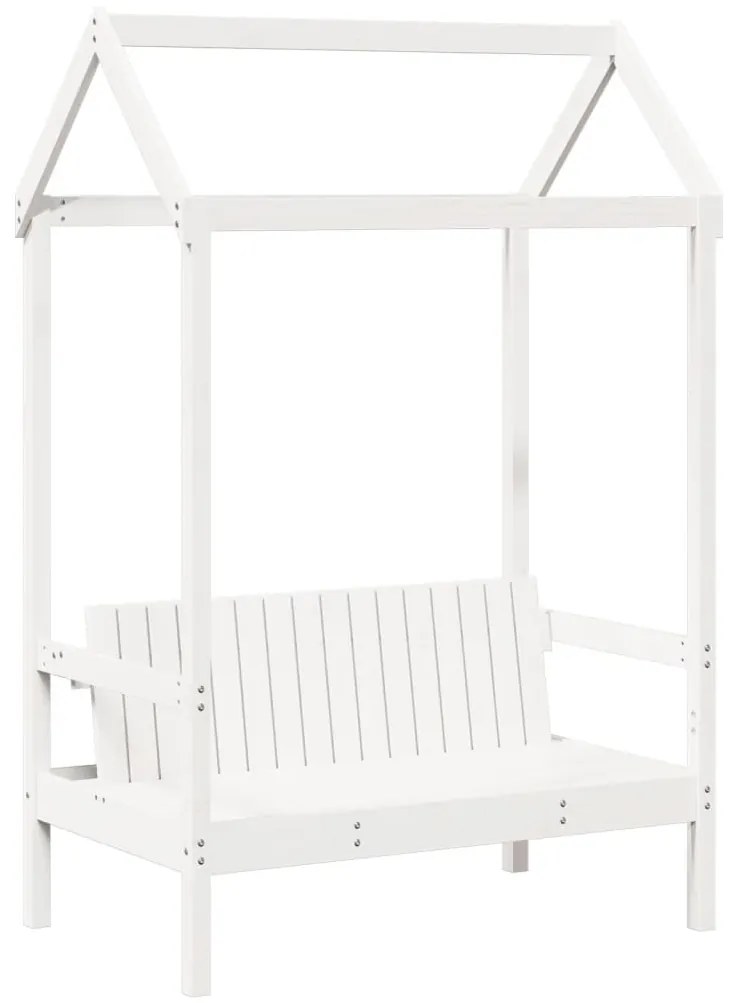 Conj. de cama e banco c/ telhado 100x200 cm pinho maciço branco
