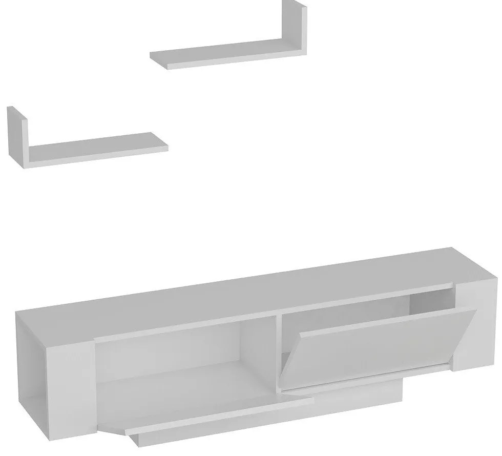 Móvel de TV "Ekol" com Prateleiras de Parede – Branco - 150x31.5x40 cm