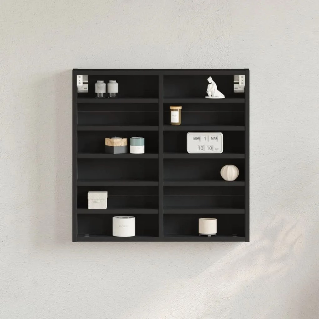 vidaXL Armário vitrine 60x8,5x58 cm derivados de madeira preto