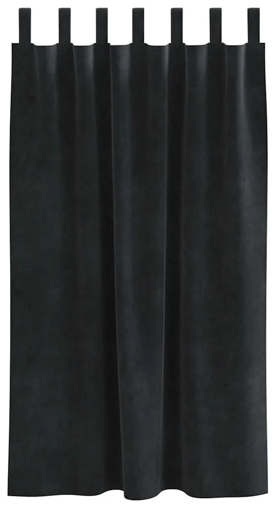 Cortinas blackout vidaXL com laços de pendurar 2 pcs Veludo Preto