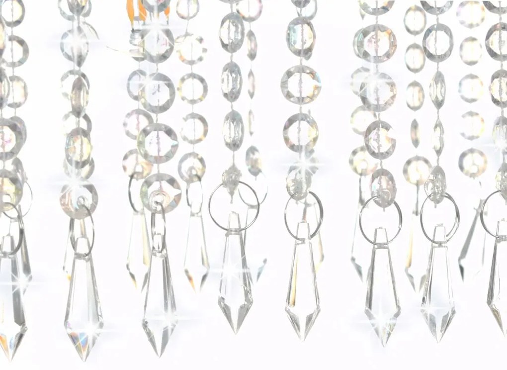 Candeeiro de teto com contas de cristal 104 cm E14 prateado