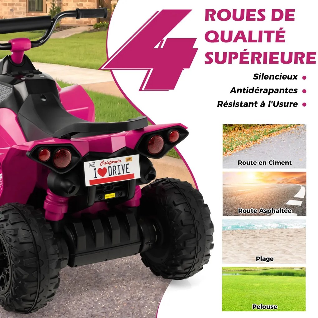 Quadriciclo elétrico infantil de 12 V com velocidade de 2,2/4,3 km/h e buzina, música e luzes LED Quadriciclo elétrico vermelho