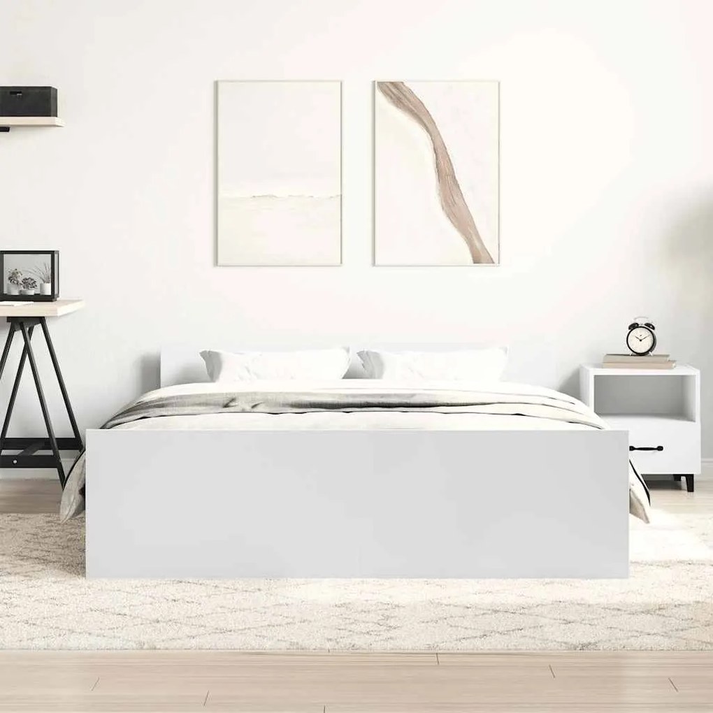 Estrutura de cama com cabeceira e pés 120x190 cm branco
