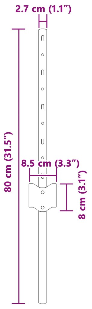 Postes de Cerca 5 pcs U-Channel Cinza 40 cm Aço