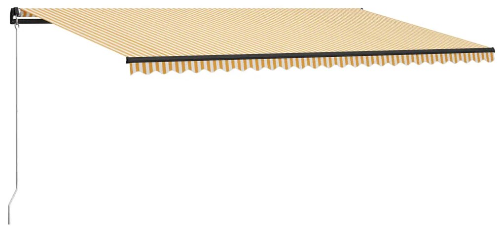 vidaXL Toldo retrátil manual 600x300 cm amarelo e branco