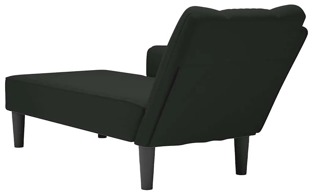 Chaise-longue com apoio de braço direito veludo preto