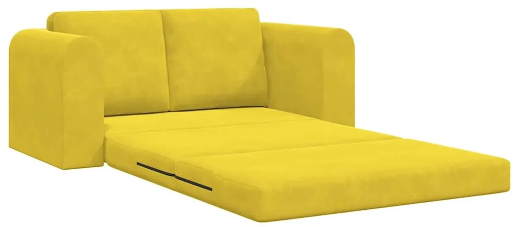 Sofá-camas de chão 2 em 1 Amarelo 148x71x83 cm Veludo